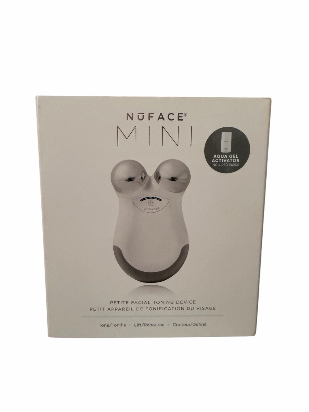 NuFace Mini Facial Device Packaging - White and Gray